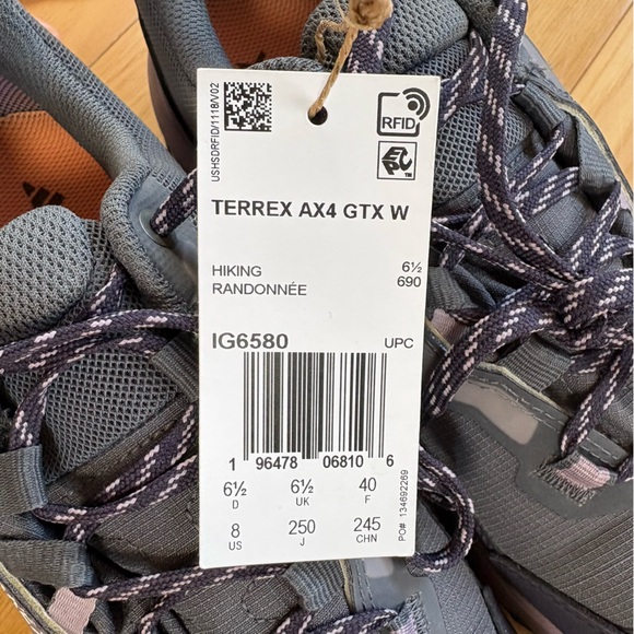 Adidas Terrex AX4 Gore-Tex Hiking Shoes Womens Sz 8 Gray Low Top